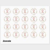 Roze Ribbon Breast Cancer Name Lauren Ronde Sticker (Vel)