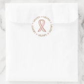 Roze Ribbon Breast Cancer Name Lauren Ronde Sticker (Tas)