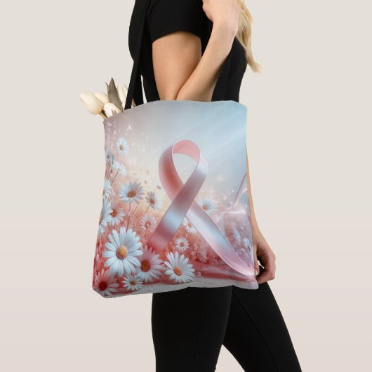 Roze ribbon Breast Cancer Overleving Tote Bag (Dichtbij)