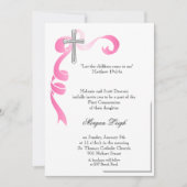 Roze Ribbon Cross-Communie Kaart (Voorkant)