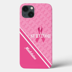 Roze ribbon Custom Breast Cancer Survivor Case-Mate iPhone Case