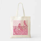 Roze Ribbon Daisy Damask Breast Cancer Canvas tas (Voorkant)