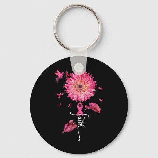 Roze Ribbon Daisy Faith - Borstkanker Bewustheid Sleutelhanger (Voorkant)