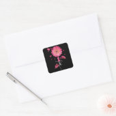 Roze Ribbon Daisy Faith - Borstkanker Bewustheid Vierkante Sticker (Envelop)
