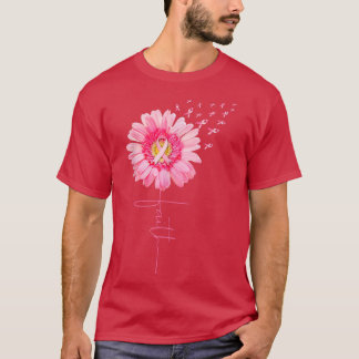 Roze Ribbon Daisy Faith Breast Cancer Bewustheid M T-shirt