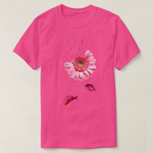 Roze Ribbon Daisy Faith Breast Cancer Bewustheid M T-shirt (Design voorkant)