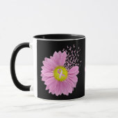 Roze Ribbon Daisy op zwart Mok (Links)