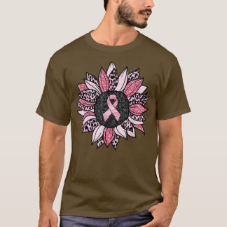 Roze Ribbon Daisy Sunflower Breast Cancer Awarenes T-shirt