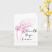 Roze Ribbon Dandelion Faith Hope Breast Cance Kaart (Gele Bloem)