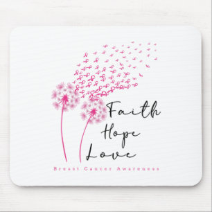 Roze Ribbon Dandelion Faith Hope Breast Cance Muismat