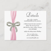 Roze ribbon Diamond Bow Wedding Details Informatiekaartje (Voorkant)