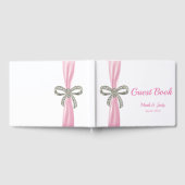 Roze ribbon Diamond Bow Wedding Guestbook Gastenboek (Volledig)