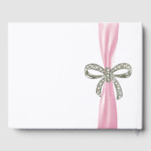 Roze ribbon Diamond Bow Wedding Guestbook Gastenboek (Achterkant)