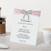 Roze ribbon Diamond Bow Wedding Safety Reclamebord Met Voetstuk (Insitu)