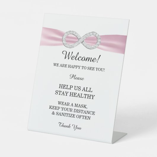 Roze ribbon Diamond Infinity Wedding Safety Reclamebord Met Voetstuk (Voorkant)