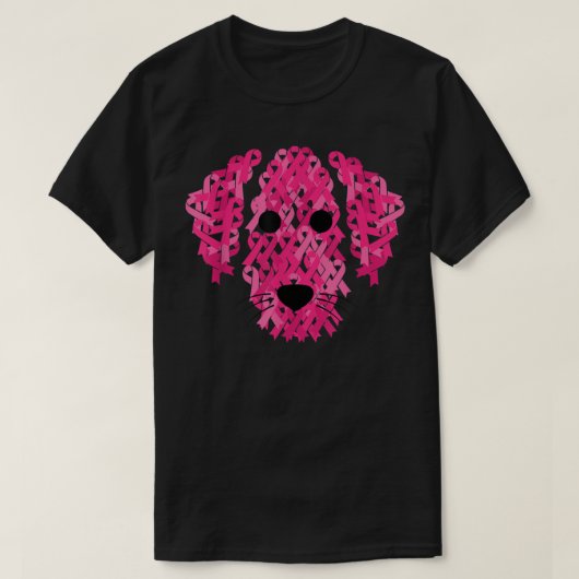 Roze Ribbon Dog Inspirerend Breast Cancer waren T-shirt (Design voorkant)