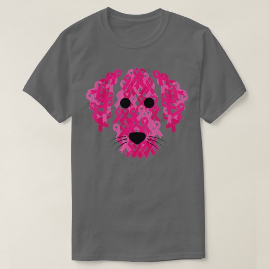 Roze Ribbon Dog Inspirerend Breast Cancer waren T-shirt (Design voorkant)