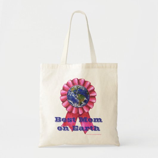 Roze Ribbon Earth, beste moeder op aarde Tote Bag (Voorkant)
