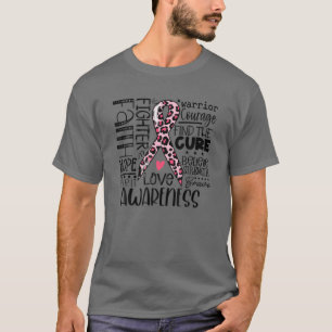 Roze Ribbon Faith Hope Love Typography Breast Canc T-shirt