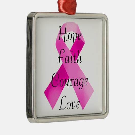 Roze Ribbon Faith Square Ornament (Rechts)