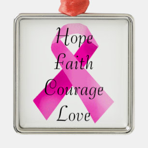 Roze Ribbon Faith Square Ornament