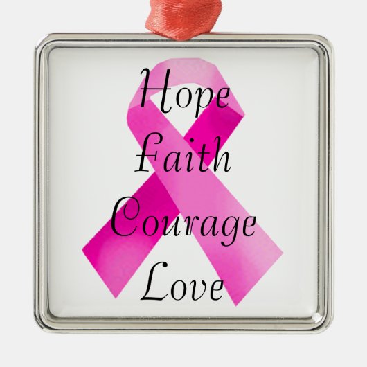 Roze Ribbon Faith Square Ornament (Voorkant)