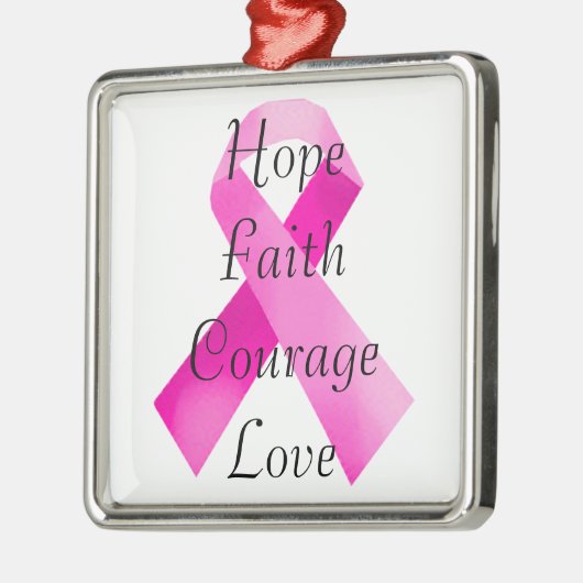 Roze Ribbon Faith Square Ornament (Links)