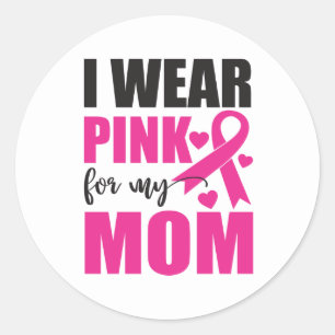 Roze ribbon Fighter Survivor Ma Breast Cancer Ronde Sticker