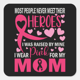 Roze ribbon Fighter Survivor Ma Breast Cancer Sq Vierkante Sticker