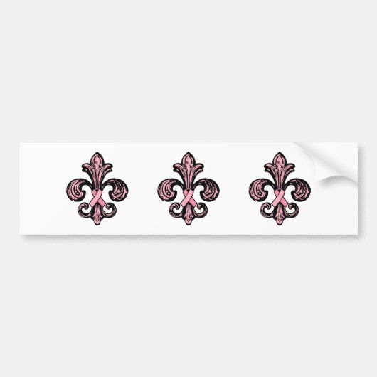 Roze Ribbon Fleur de lis Bumpersticker (Voorkant)