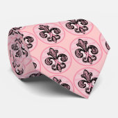 Roze Ribbon Fleur de lis Stropdas (Opgerold)