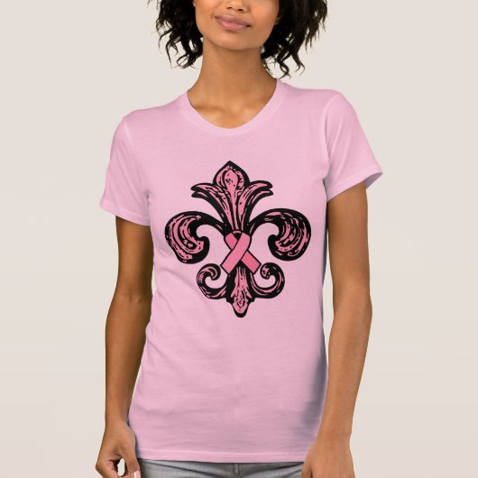 Roze Ribbon Fleur de lis T-shirt (Voorkant)