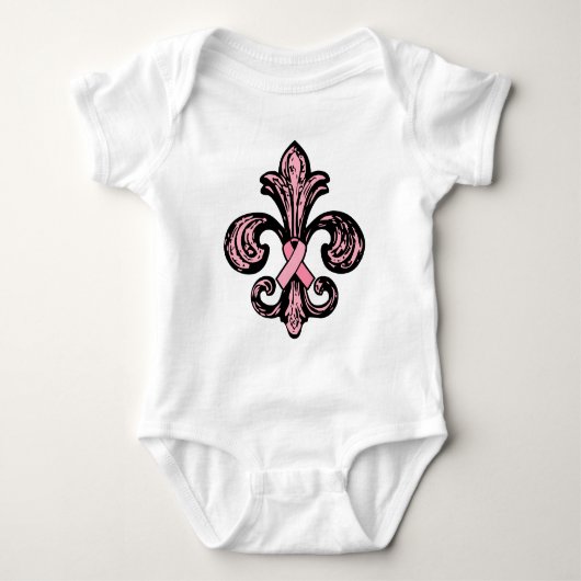 Roze Ribbon Fleur de lis T-shirt (Voorkant)