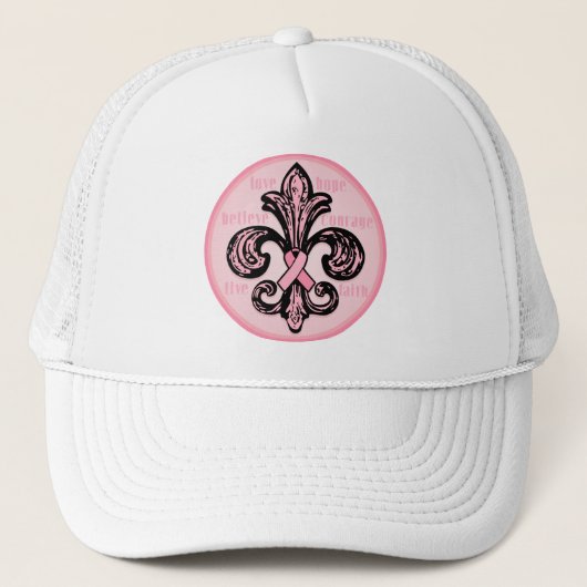 Roze Ribbon Fleur de lis Trucker Pet (Voorkant)