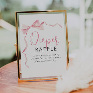 Roze Ribbon Girl Baby shower Luier Raffle Sign Poster