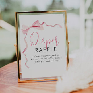 Roze Ribbon Girl Baby shower Luier Raffle Sign Poster