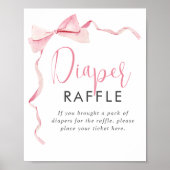 Roze Ribbon Girl Baby shower Luier Raffle Sign Poster (Voorkant)