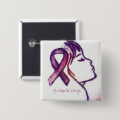 Roze Ribbon Girl Vierkante Button 5,1 Cm (Voorkant /achterkant)