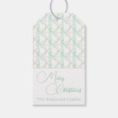 Roze Ribbon Greenery Traditional Classic Kerstmis Cadeaulabel (Voorkant)