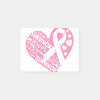 Roze Ribbon Heart Breast Cancer Awareness Gift Post-it® Notes