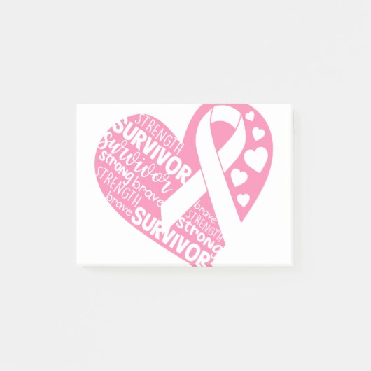 Roze Ribbon Heart Breast Cancer Awareness Gift Post-it® Notes (Voorkant)