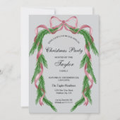  Roze Ribbon Krans Kerstdiner Party Kaart (Voorkant)