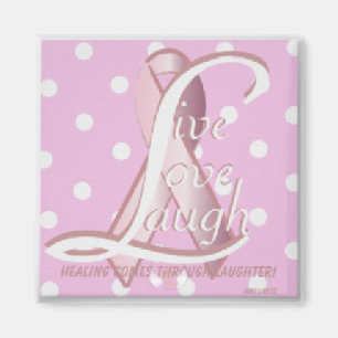 Roze Ribbon Live Love Laugh Magnet-Cust. Magneet