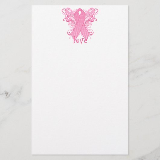 Roze Ribbon Love Briefpapier (Voorkant)