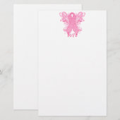 Roze Ribbon Love Briefpapier (Voorkant / Achterkant)