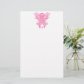 Roze Ribbon Love Briefpapier (Staand voorkant)