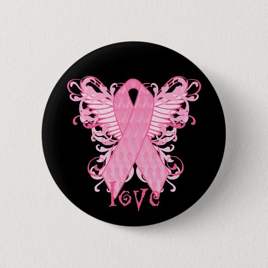 Roze Ribbon Love Ronde Button 5,7 Cm (Voorkant)
