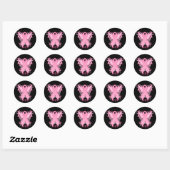 Roze Ribbon Love Ronde Sticker (Vel)