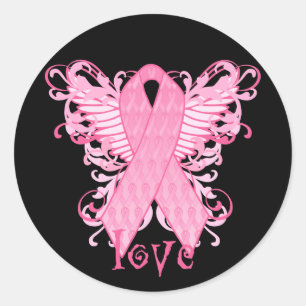 Roze Ribbon Love Ronde Sticker
