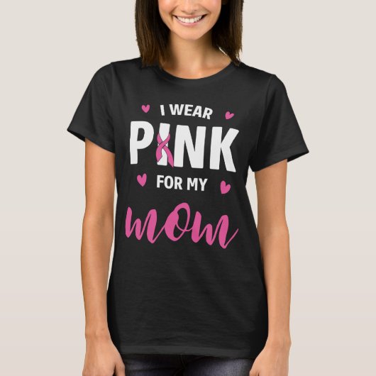 Roze Ribbon Mam Fighter Warrior Breast Cancer T-shirt (Voorkant)